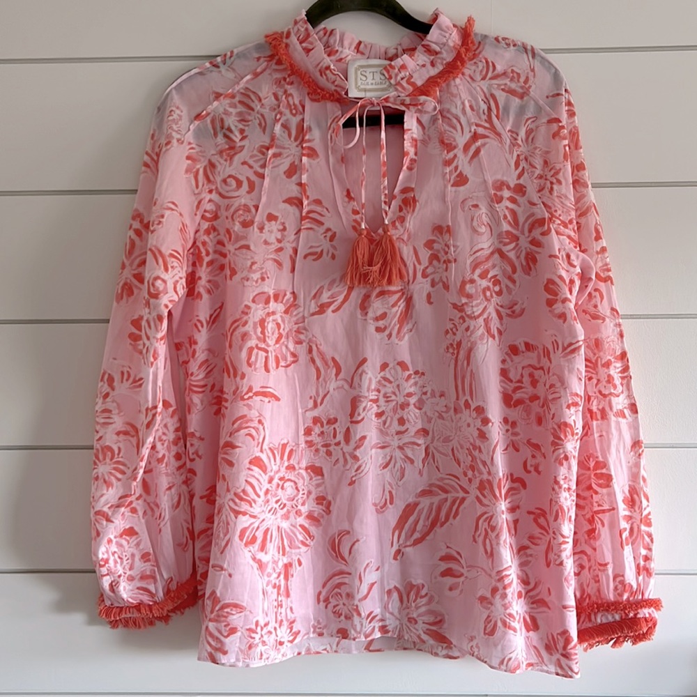 Sail to Sable Coral Toile Top